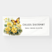 Banderoles Chic Hydrangea Jaune Papillon Fête de Mariage (Horizontal)