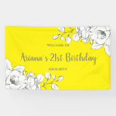 Banderoles Chic Jaune Blanc Floral Jaune Bienvenue (Horizontal)