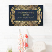 Banderoles Chic Moderne Marine Blue Gold Mandala (En situation)