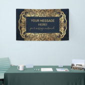 Banderoles Chic Moderne Marine Blue Gold Mandala (Salon professionnel)