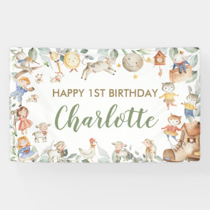 Banderoles Chic Nursery Rhyme Verdure Anniversaire Contexte