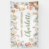 Banderoles Chic Nursery Rhyme Verdure Anniversaire Contexte (Vertical)