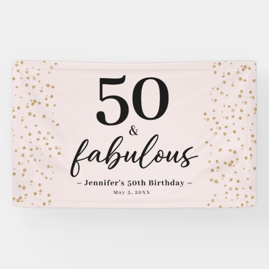 Banderoles Chic Pink 50 et Fabulous 50th Birthday (Horizontal)