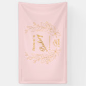 Banderoles Chic Pink Gold Wreath Bakery Script Logo (Vertical)