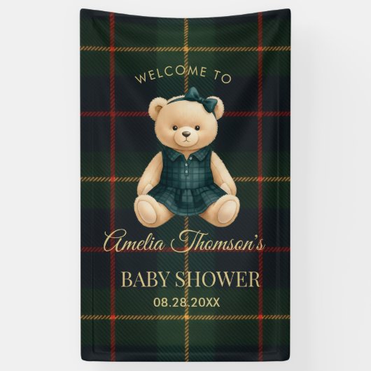 Banderoles Chic Preppy Teddy Bear Baby Shower (Vertical)