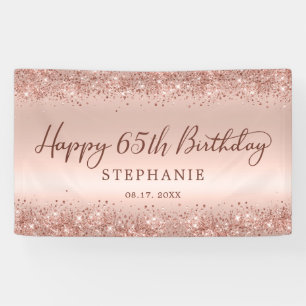 Banderoles Chic Rose Gold Parties scintillant Happy 65th Birt