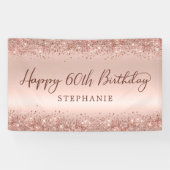 Banderoles Chic Rose Gold Parties scintillant Joyeux 60e anni (Horizontal)