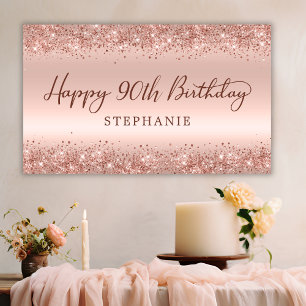 Banderoles Chic Rose Gold Parties scintillant Joyeux 90e anni