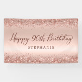 Banderoles Chic Rose Gold Parties scintillant Joyeux 90e anni (Horizontal)