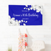 Banderoles Chic Royal Bleu Blanc Floral Anniversaire (En situation)