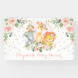 Banderoles Chic Safari Jungle Animaux Blush Floral Baby Girl