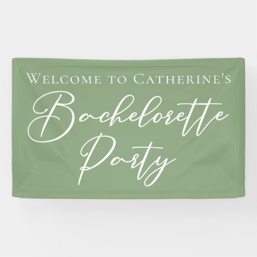 Banderoles Chic Sage Green Bachelorette Party Personalized (Horizontal)