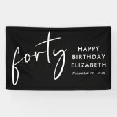 Banderoles Chic Script Black 40th Birthday Party (Horizontal)