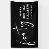 Banderoles Chic Script Black 40th Birthday Party (Vertical)