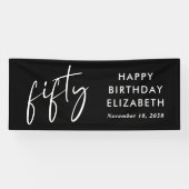Banderoles Chic Script Black 50th Birthday Party (Horizontal)