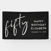 Banderoles Chic Script Black 50th Birthday Party (Horizontal)