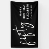 Banderoles Chic Script Black 50th Birthday Party (Vertical)