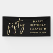 Banderoles Chic Script Black Gold 50e fête d'anniversaire (Horizontal)