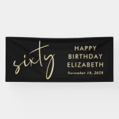 Banderoles Chic Script Black Gold 60e fête d'anniversaire (Horizontal)