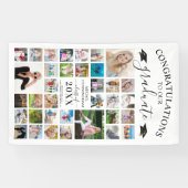 Banderoles Chic Script Graduation 35 Photo Collage Blanc (Horizontal)