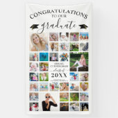 Banderoles Chic Script Graduation 35 Photo Collage Blanc (Vertical)