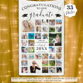 Banderoles Chic Script Graduation 35 Photo Collage Blanc