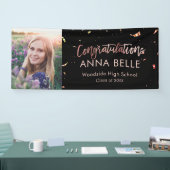 Banderoles Chic Script Rose Gold Graduation (Salon professionnel)