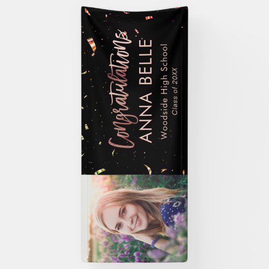 Banderoles Chic Script Rose Gold Graduation (Vertical)