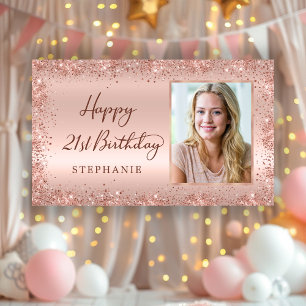 Banderoles Chic Script Rose Gold Parties scintillant Photo 21