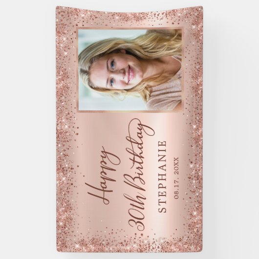 Banderoles Chic Script Rose Gold Parties scintillant Photo 30 (Vertical)