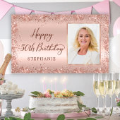 Banderoles Chic Script Rose Gold Parties scintillant Photo 50