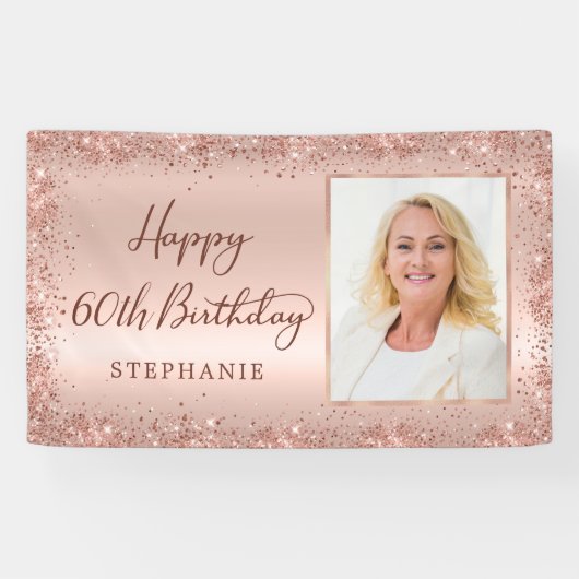 Banderoles Chic Script Rose Gold Parties scintillant Photo 60 (Horizontal)