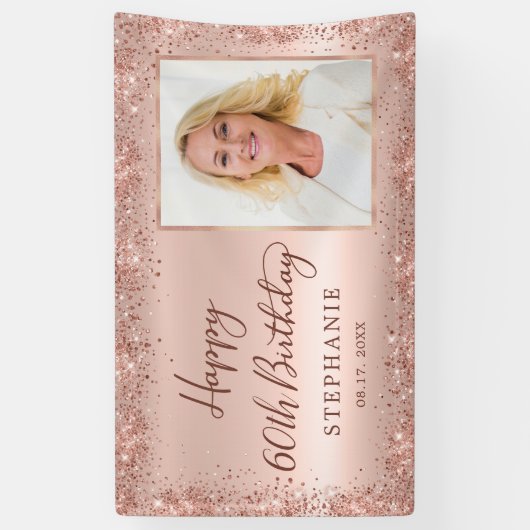 Banderoles Chic Script Rose Gold Parties scintillant Photo 60 (Vertical)