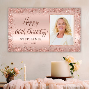 Banderoles Chic Script Rose Gold Parties scintillant Photo 60