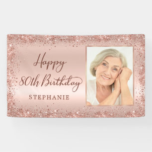 Banderoles Chic Script Rose Gold Parties scintillant Photo 80