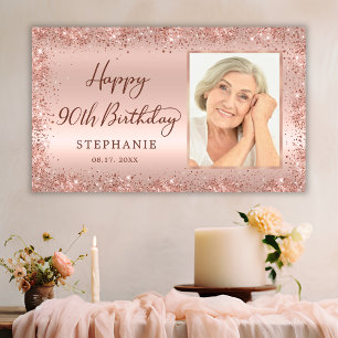 Banderoles Chic Script Rose Gold Parties scintillant Photo 90