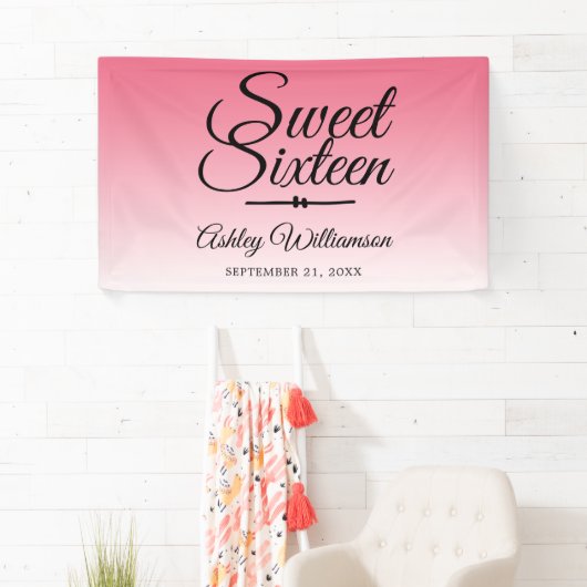 Banderoles Chic Summer Pink Ombre Sweet 16 16e anniversaire (En situation)