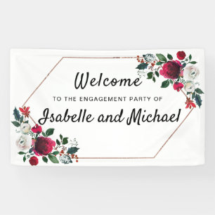 Banderoles Chic Winter Engagement Party Bienvenue Red Floral