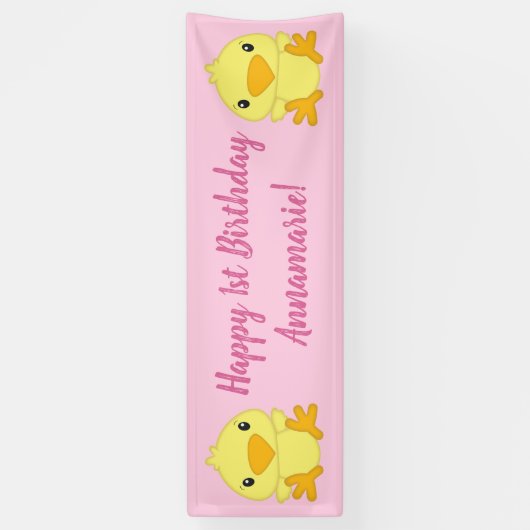 Banderoles Chick Anniversaire Pink (Vertical)