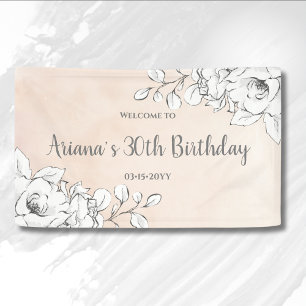 Banderoles Chick Rose Moderne Blanc Floral Accueil Anniversai