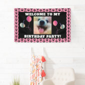 Banderoles Chien Anniversaire Animaux de compagnie Pink Black (En situation)