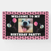 Banderoles Chien Anniversaire Animaux de compagnie Pink Black (Horizontal)