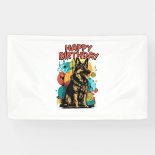 Banderoles Chien Berger Allemand Joyeux Anniversaire Fête She