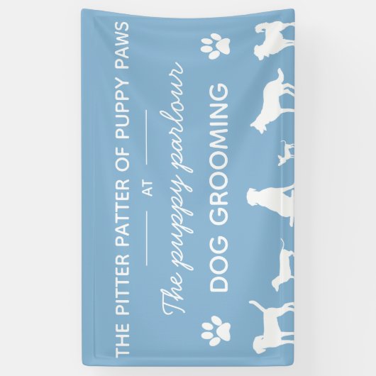 Banderoles Chien blanc bleu minimaliste (Vertical)