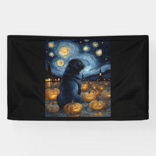Banderoles Chien Carlin noir de la nuit étoilée de van gogh h