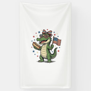 Banderoles Chien Chaud Alligator Patriotique Chemise Vectorie