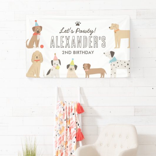 Banderoles Chien Chiot fête d'anniversaire (En situation)