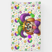 Banderoles Chien chiot mignon Mardi Gras en casquette jester (Vertical)