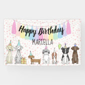 Banderoles Chien chiot Petite fille fête d'anniversaire (Horizontal)
