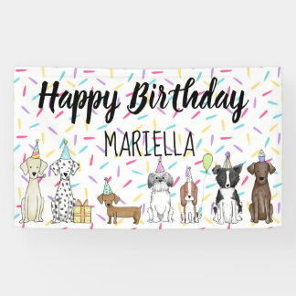 Banderoles Chien chiot Petite fille fête d'anniversaire
